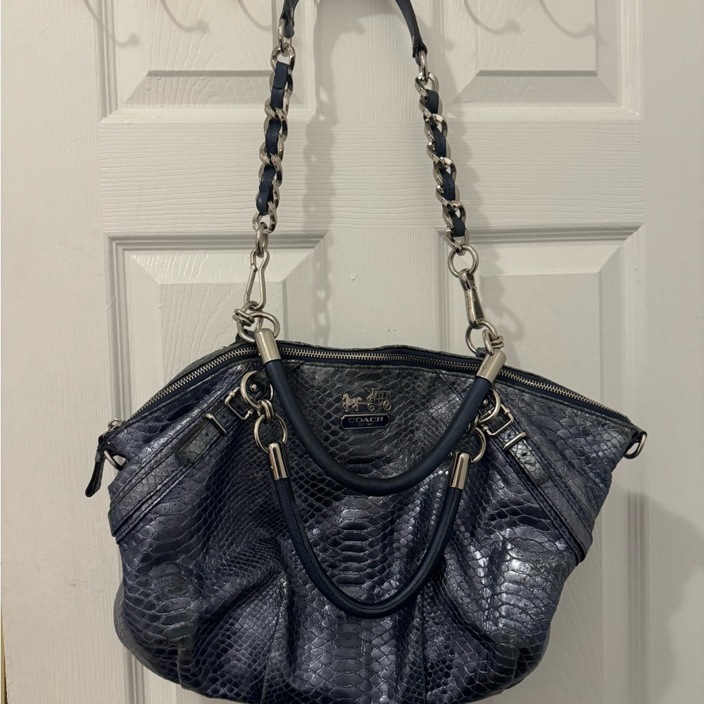 Coach Metallic Blue Python Shoulder Bag - image 2